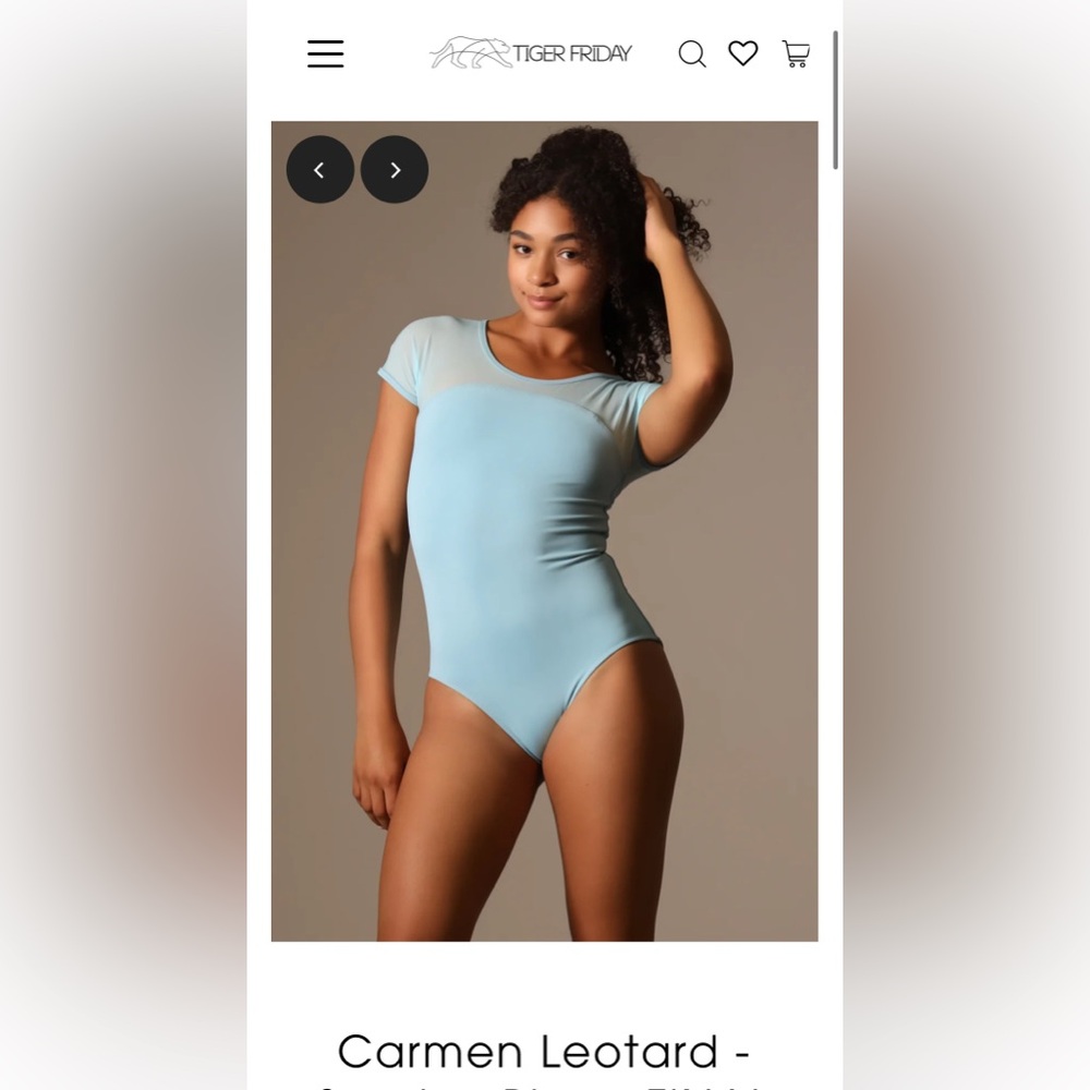 Tiger Friday ‘Carmen’ Light Blue Short Sleeve Leotard. Worn once, excellent cond